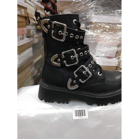 Zara Other - Zara Kids Boots Faux Leather Moto Buckle Black 12.5